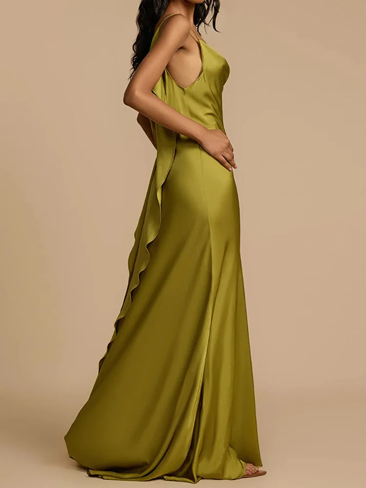 Summer Casual Dresses Elegant Ladies 2025 Sexy Deep Backless Women Slim Party Dress Sleeveless Vintage Solid Maxi Dress Vestidos