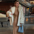 Oversized Tip-dyed Lapel Furry Faux Fur Coats Women Elegant Turn-down Collar Long Sleeve Coat Designer New Winter Lady Outerwear