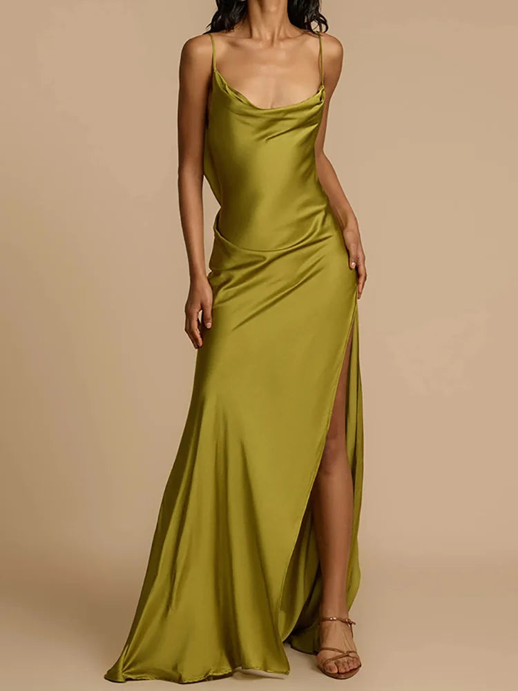 Summer Casual Dresses Elegant Ladies 2025 Sexy Deep Backless Women Slim Party Dress Sleeveless Vintage Solid Maxi Dress Vestidos